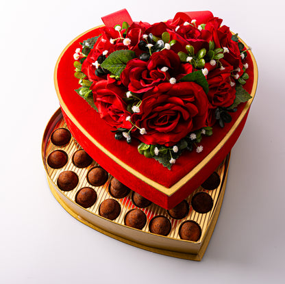 Valentine's Red Velvet Heart Gift Box